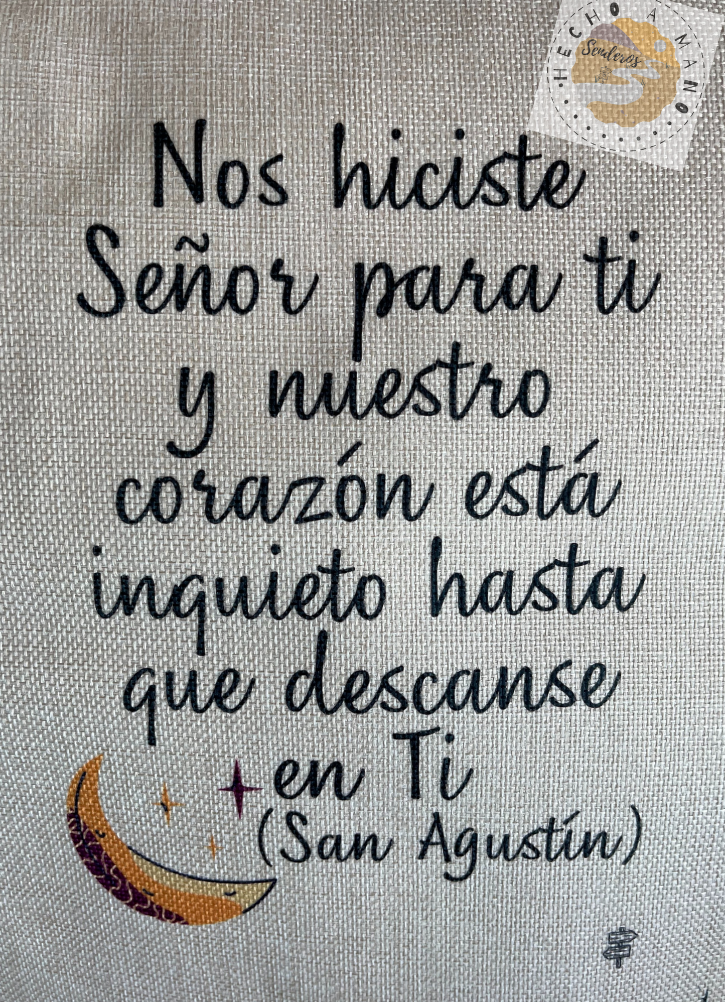 Mochila cuerdas de Símil Lino "Nos hiciste Señor para ti y nuestro corazón está inquieto hasta que descanse en Ti"