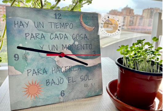 Reloj de pared "Hay un tiempo para cada cosa y un momento para hacerla bajo el sol"