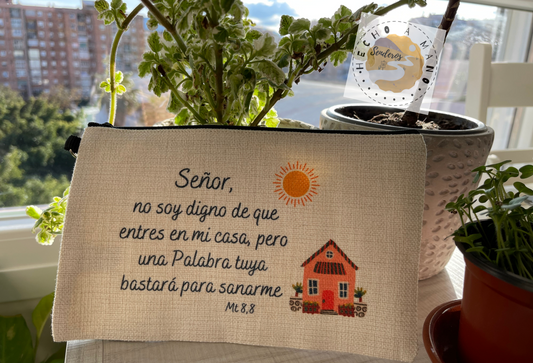 Neceser con cremallera "Señor no soy digno de que entres en mi casa, pero una palabra tuya bastará para sanarme"